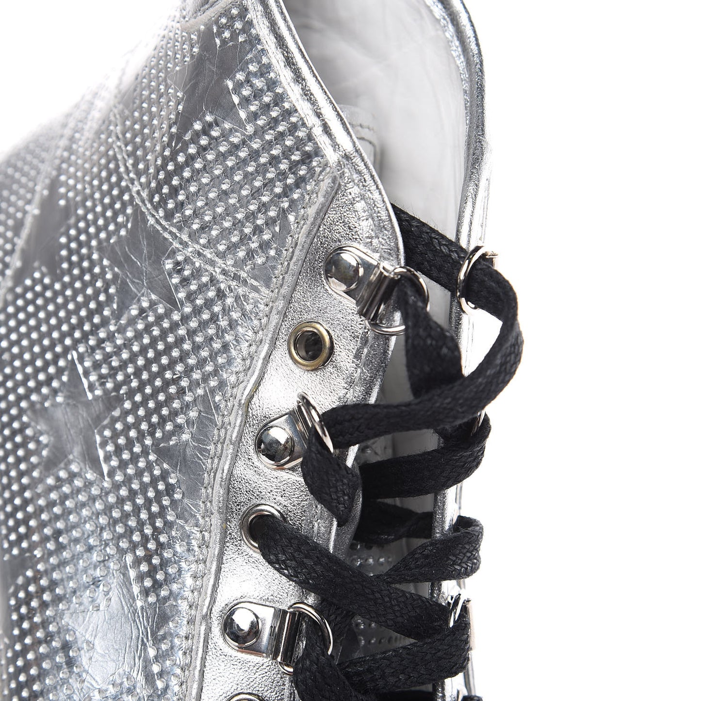 Metallic Calfskin Lambskin Star Rivington High Top Sneakers 39 Argento