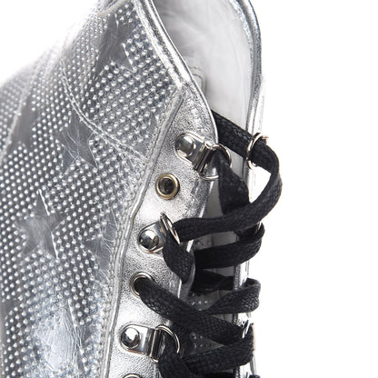 Saint Laurent Metallic Calfskin Lambskin Star Rivington High Top Sneakers 39 Argento 10 of 11