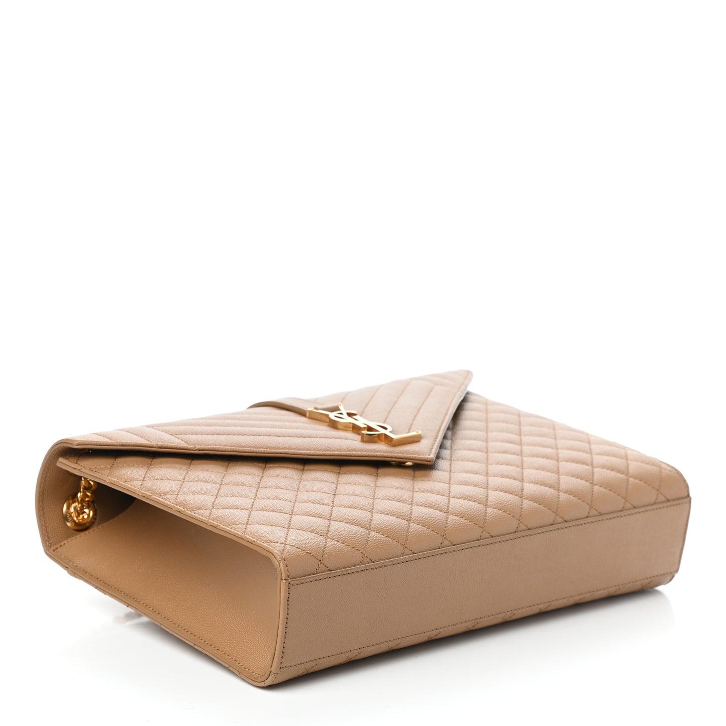 Grain De Poudre Textured Mixed Matelasse Triquilt Large Monogram Satchel Natural Tan
