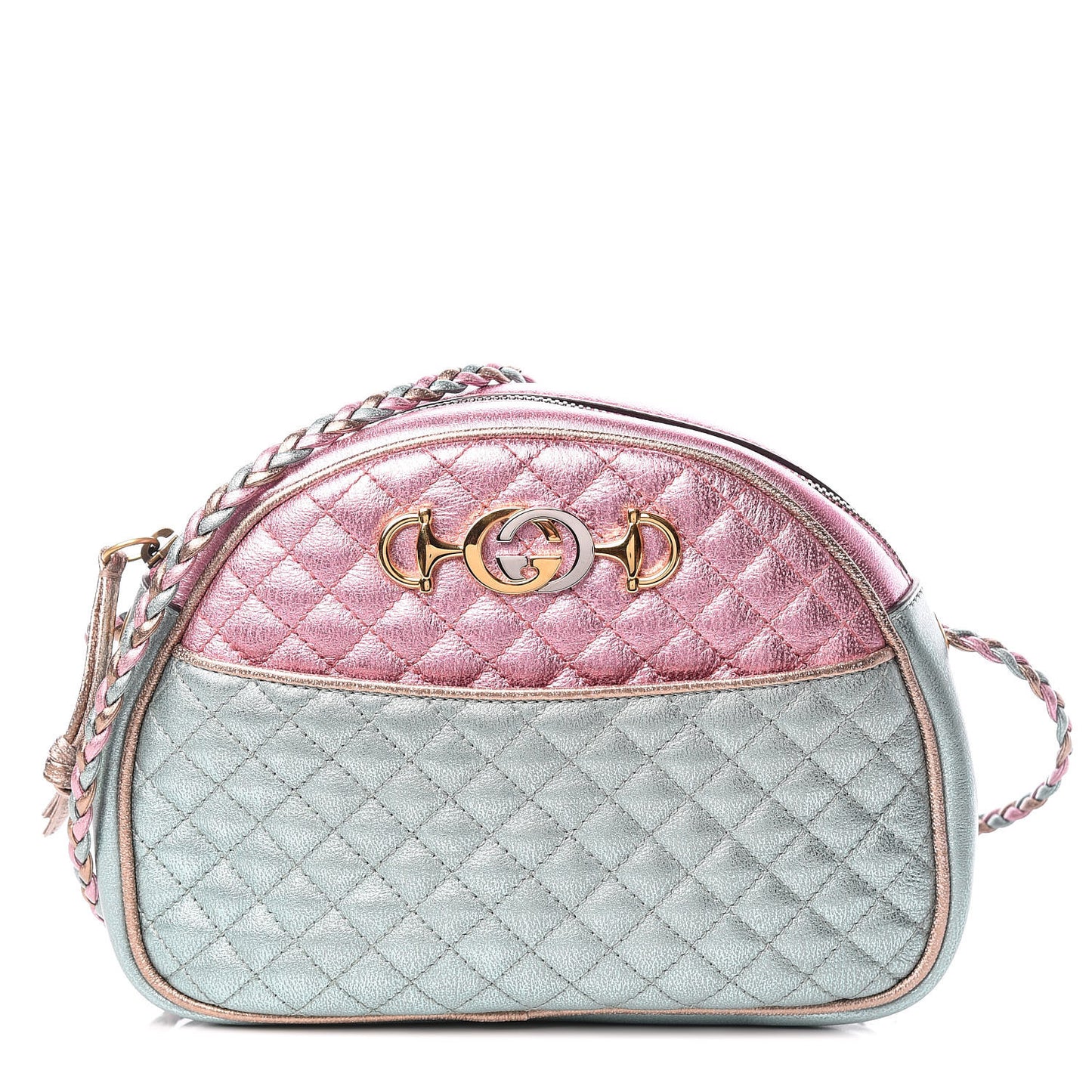 Laminated Nappa Trapuntata Mini Zumi Dome Shoulder Bag Rosa Lago Rame
