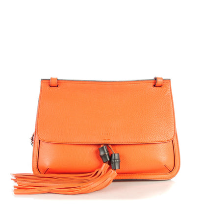 Gucci Cellarius Calfskin Medium Bamboo Daily Flap Shoulder Bag New Dark Orange 1 of 6