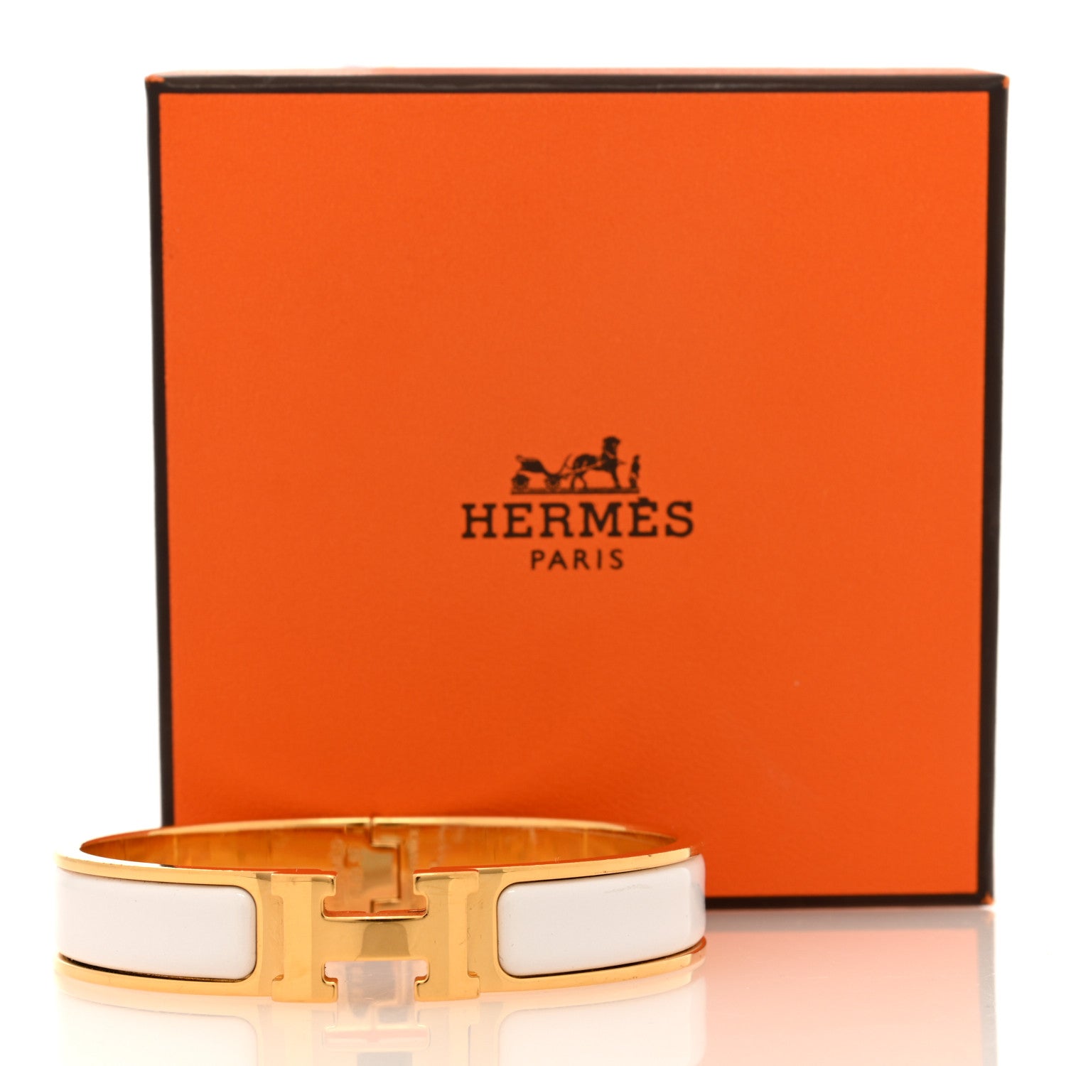 Hermes Enamel Narrow Clic Clac H Bracelet PM White 5 of 5