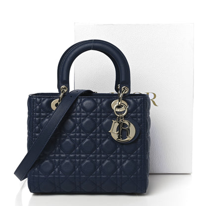 Christian Dior Grained Calfskin Cannage Medium Lady Dior Ocean Blue 10 of 10