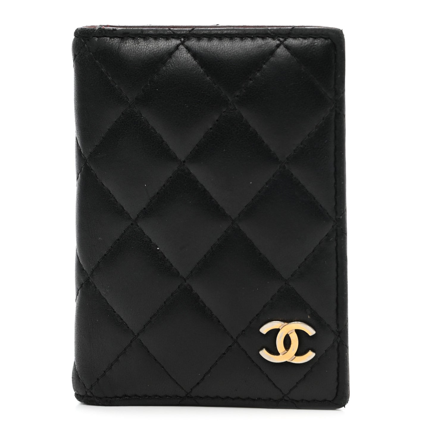 Lambskin Quilted Card Holder Wallet Black