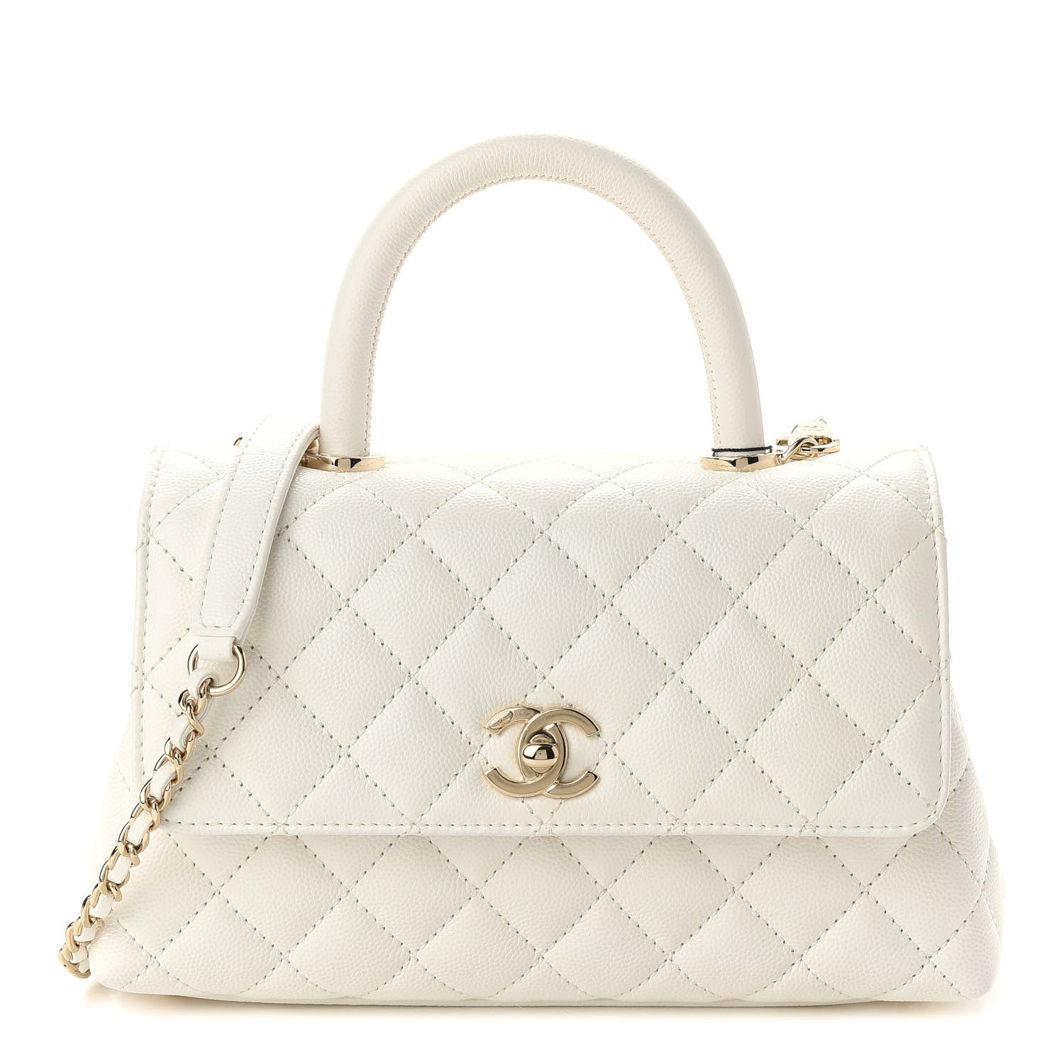 Chanel Caviar Quilted Mini Coco Handle Flap White 1 of 9