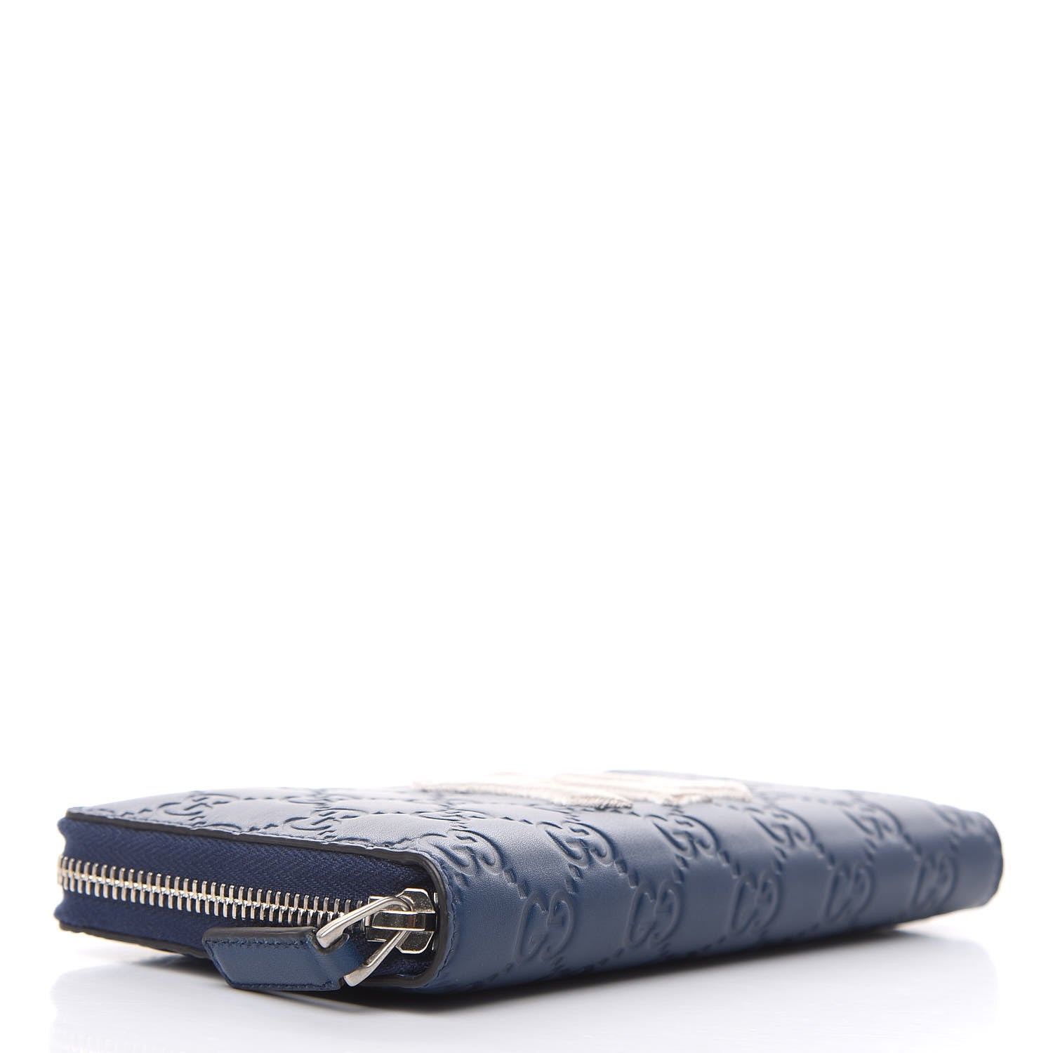 Gucci X MLB Guccissima Signature NY Yankees Embroidered Zip Around Wallet Royale Ivory 4 of 9