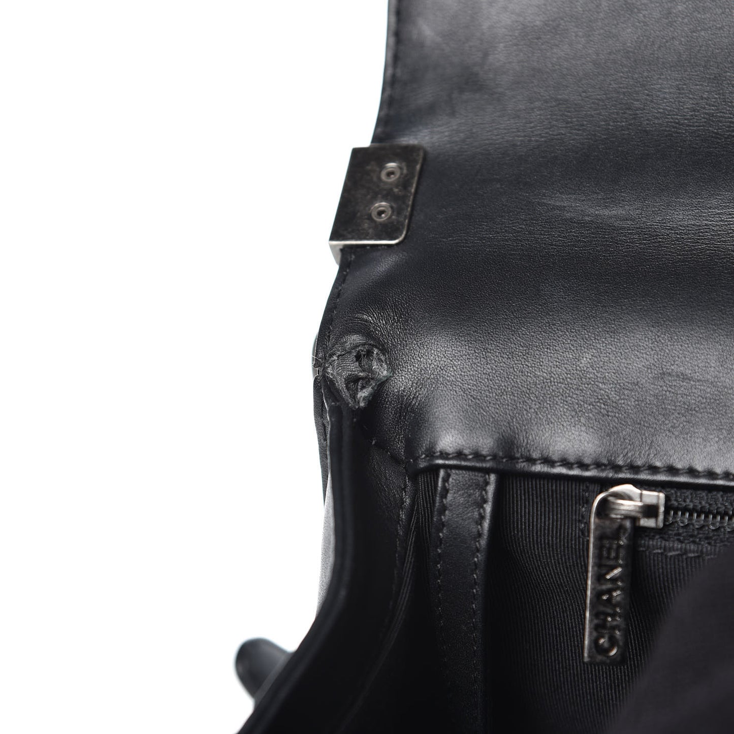 Patent Quilted Large Boy Flap Black