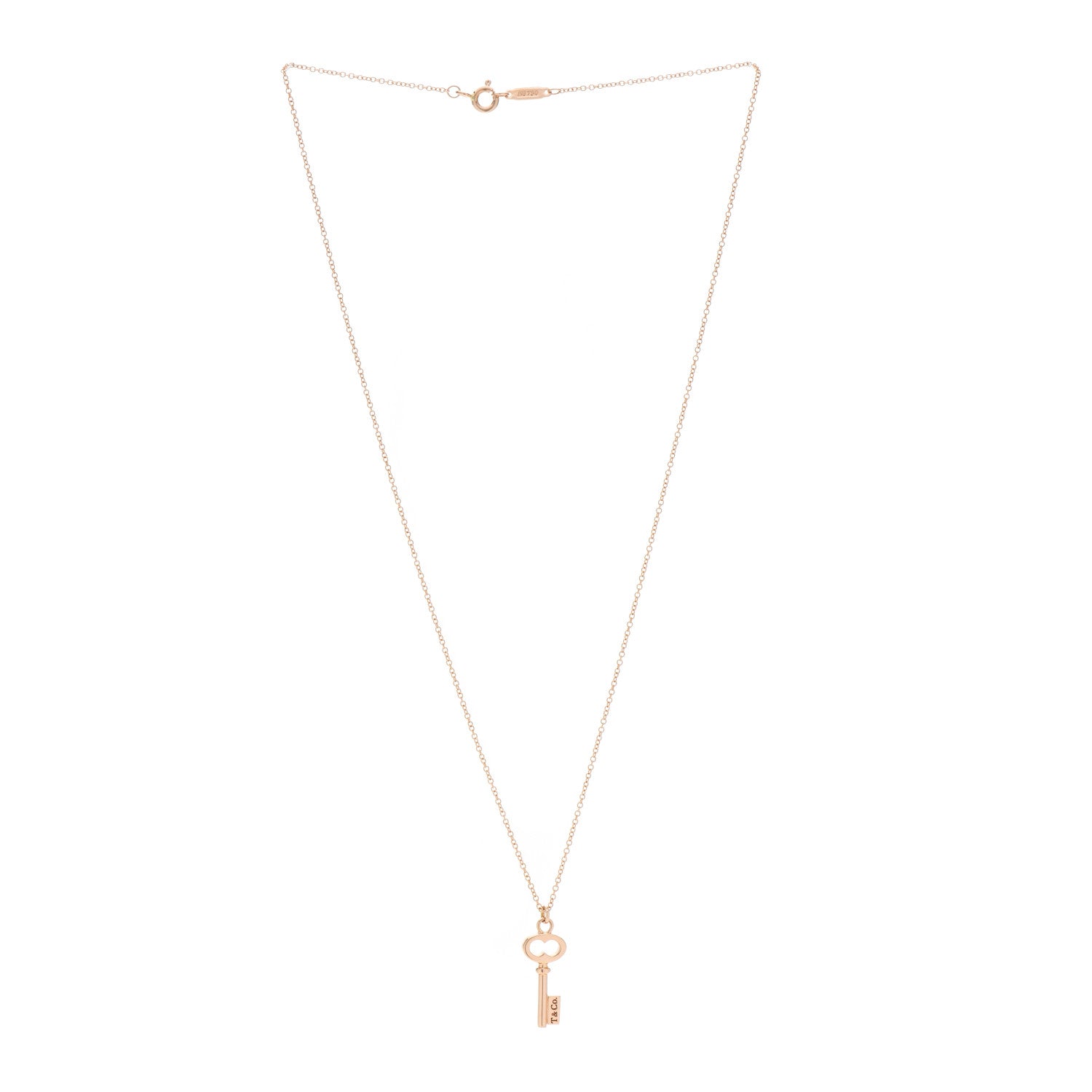 Tiffany 18K Rose Gold Mini Key Pendant Necklace 3 of 6