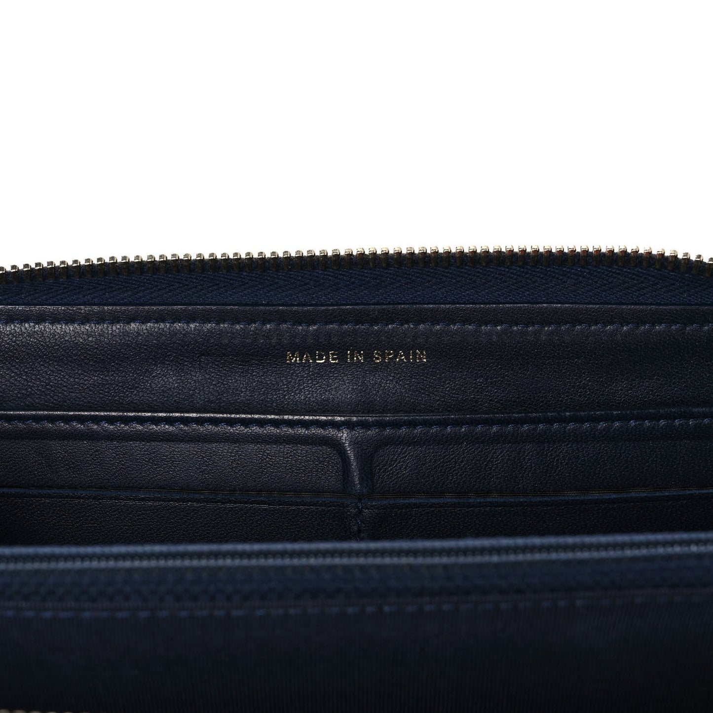 Lambskin Quilted Large Gusset Zip Around Wallet Blue