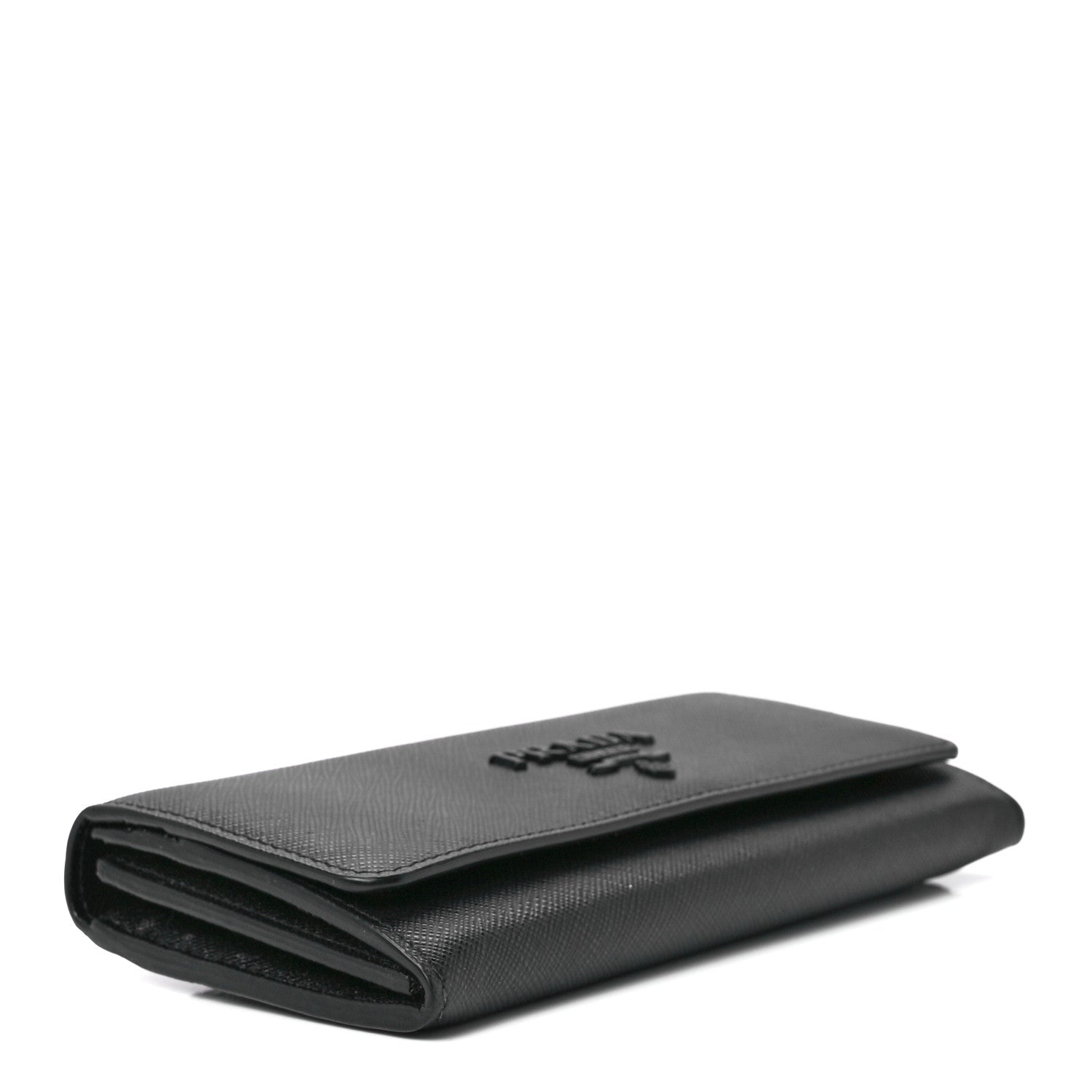 Prada Saffiano Metal Continental Flap Wallet Black 5 of 14