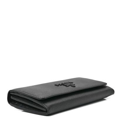 Prada Saffiano Metal Continental Flap Wallet Black 5 of 14