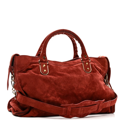 Balenciaga Baby Daim Suede Gold Metallic Edge Hardware City Bois De Rose Fonce 4 of 11