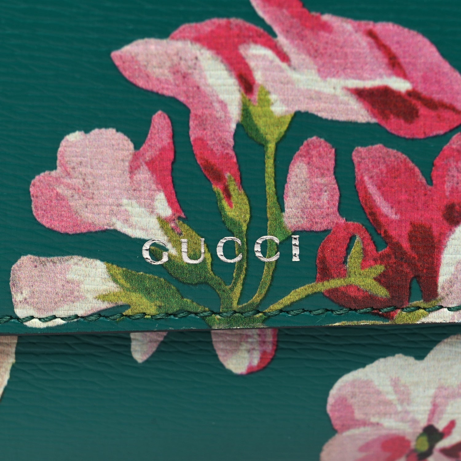 Gucci Calfskin Blooms Print Continental Wallet Bright Emerald Multicolor 8 of 10