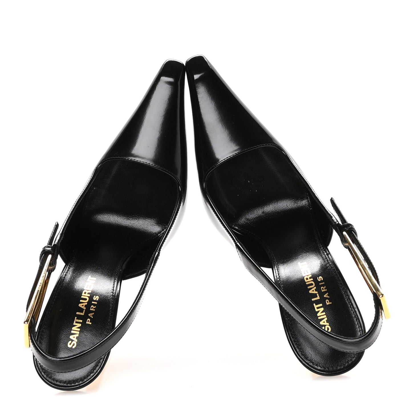 Glazed Calfskin Lee Slingback Pumps 35 Black