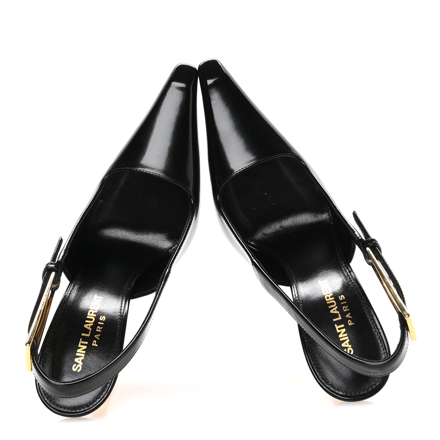 Saint Laurent Glazed Calfskin Lee Slingback Pumps 35 Black 2 of 10