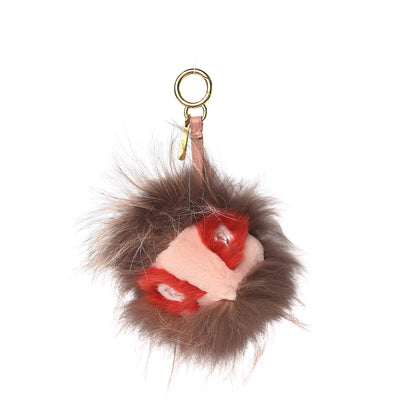 Fendi Rabbit Mink Fox Fur Furry Yang Monster Bag Bug Charm Red Pink 1 of 4