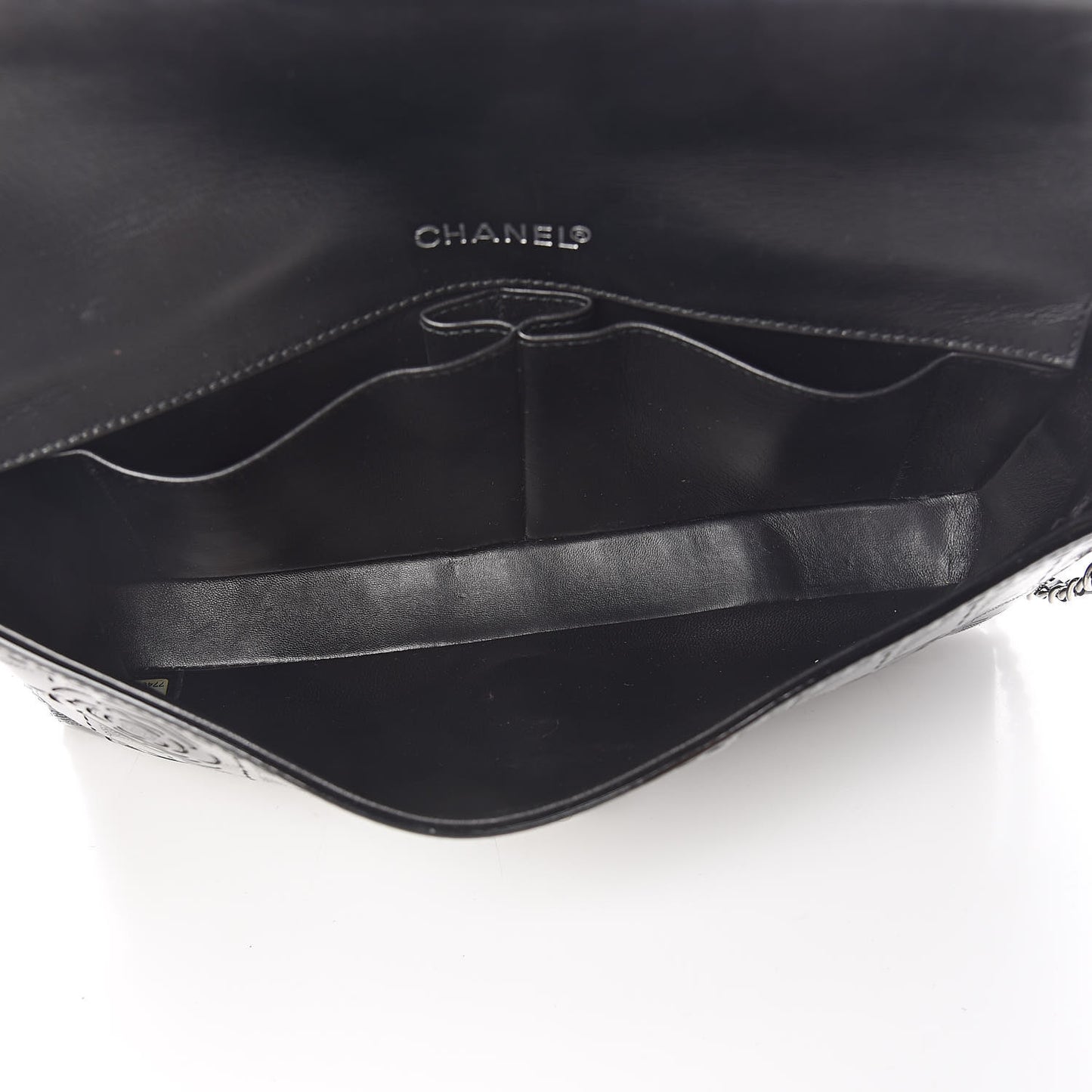 Patent Perforated Camellia East West Flap Black