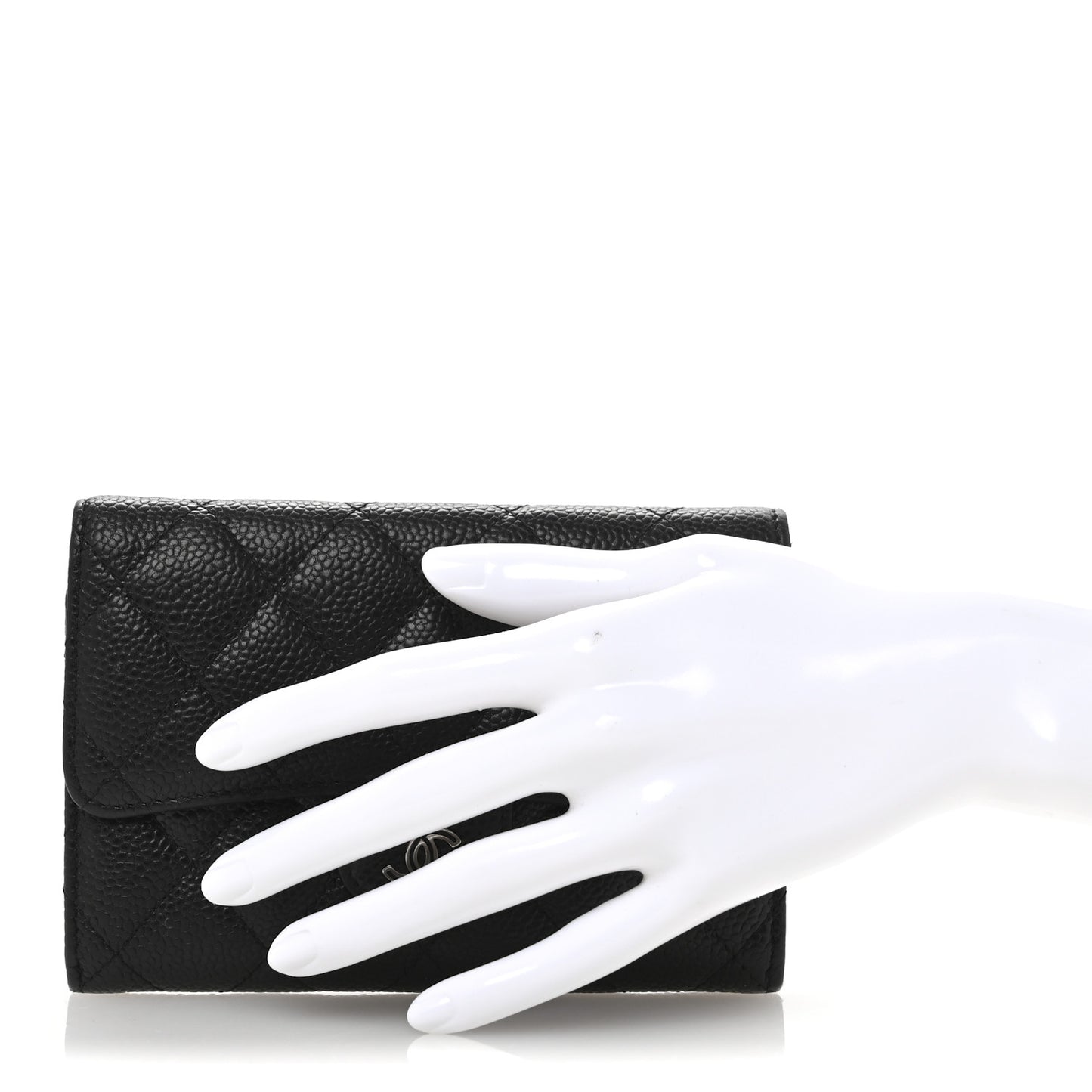 Caviar Quilted Small Flap Wallet Black