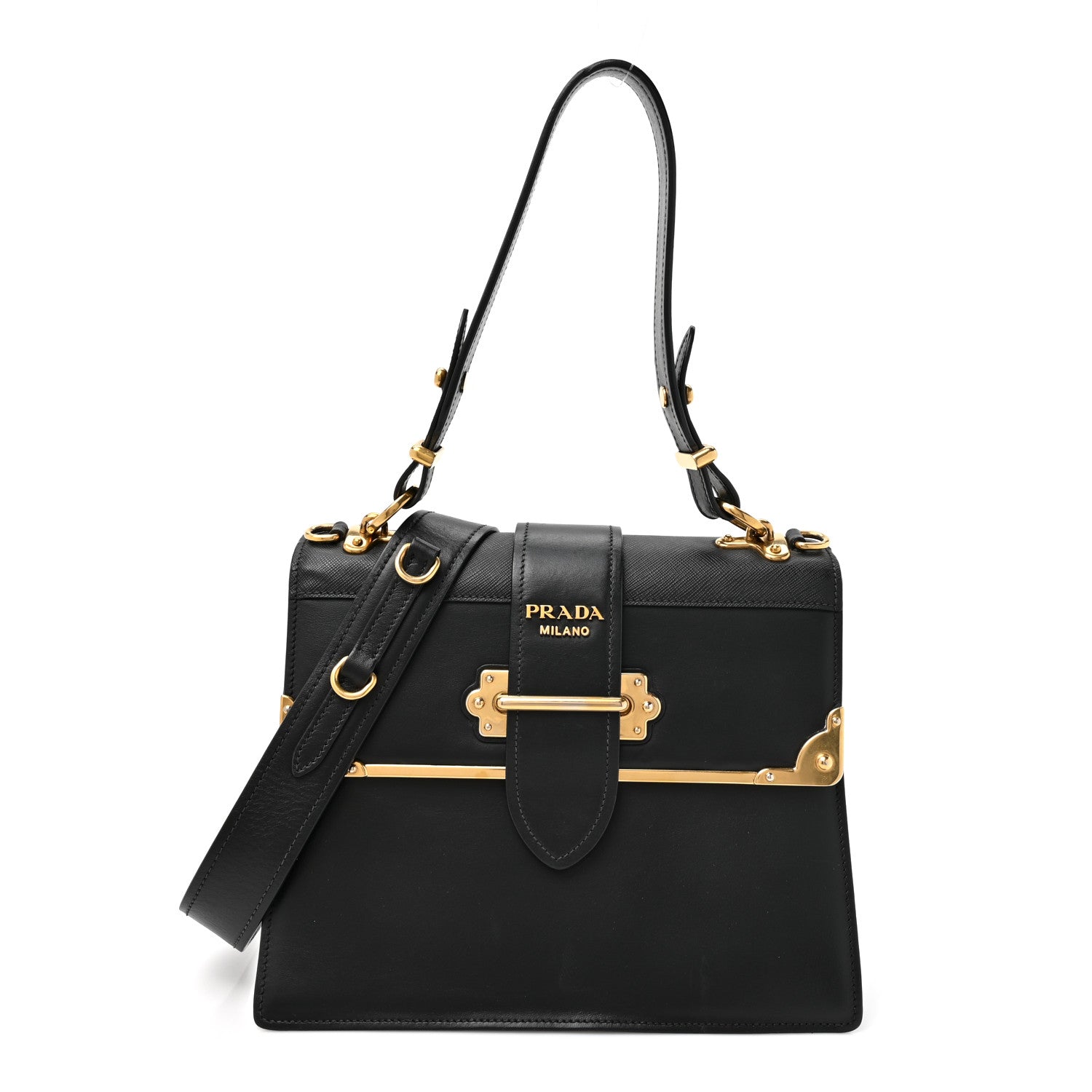 Prada City Calfskin Saffiano Cahier Top Handle Bag Black 1 of 13