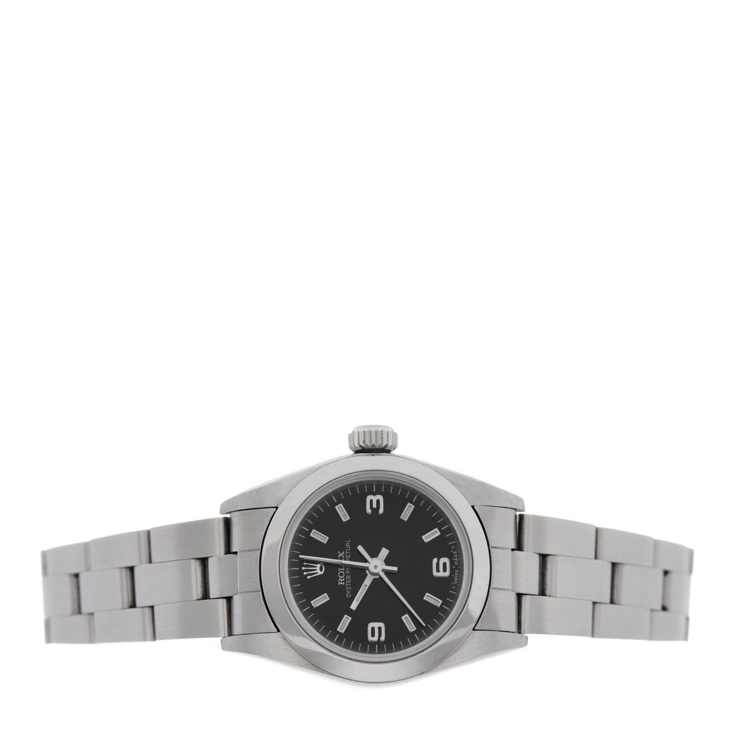 Stainless Steel 24mm Oyster Perpetual Watch Black 67180