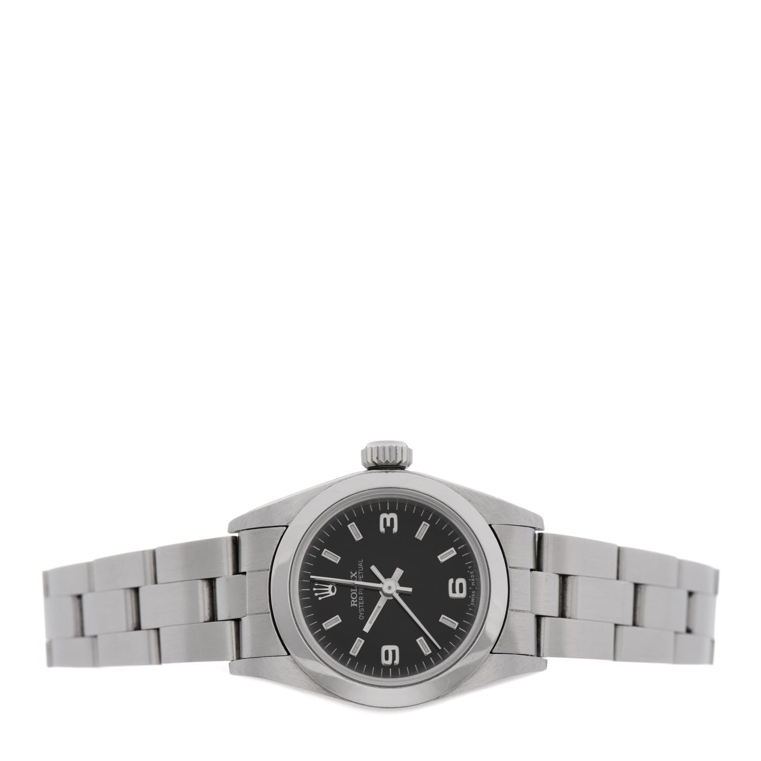 Rolex Stainless Steel 24mm Oyster Perpetual Watch Black 67180 2 of 4