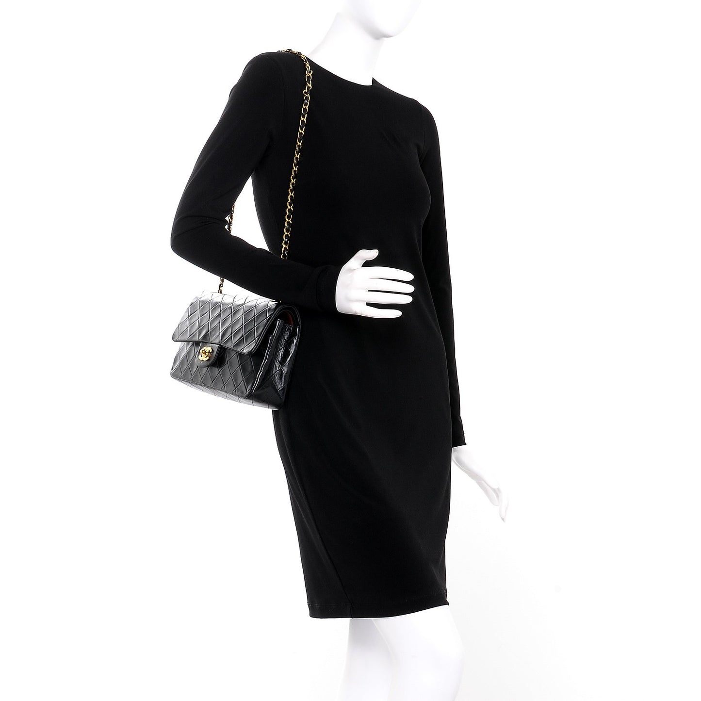 Lambskin Quilted Medium Double Flap Black