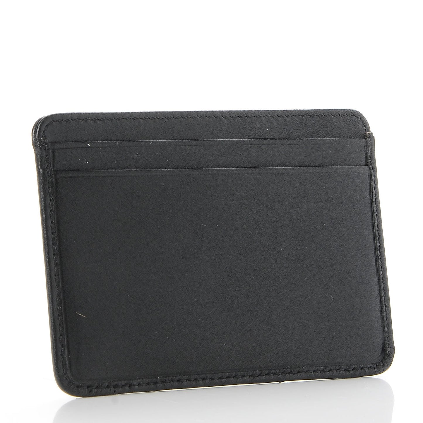 Calfskin Quilted Cambon Card Holder Black