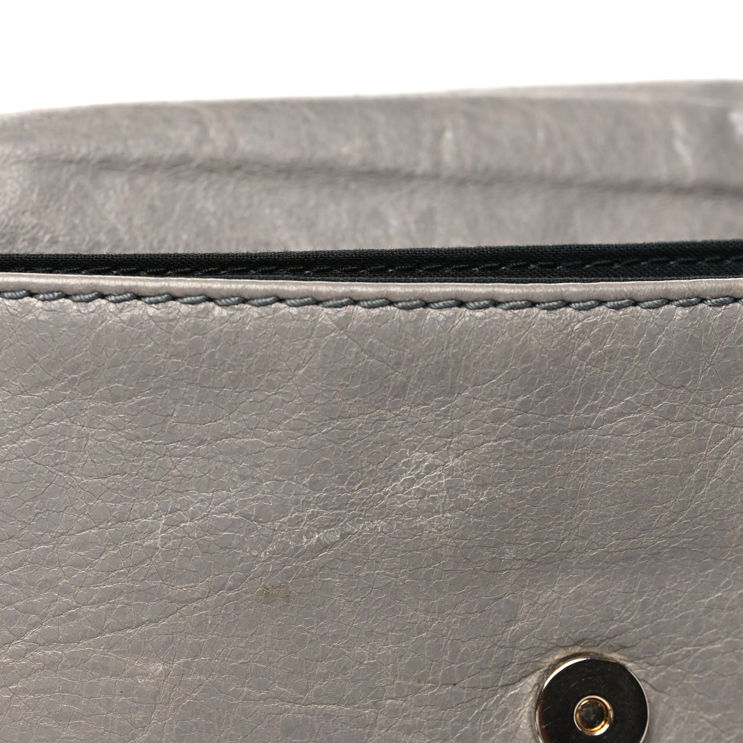 Agneau Giant 12 Gold Hardware Envelope Strap Clutch Gris Pyrite