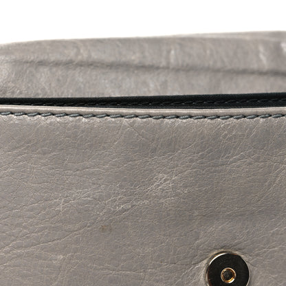 Balenciaga Agneau Giant 12 Gold Hardware Envelope Strap Clutch Gris Pyrite 12 of 13