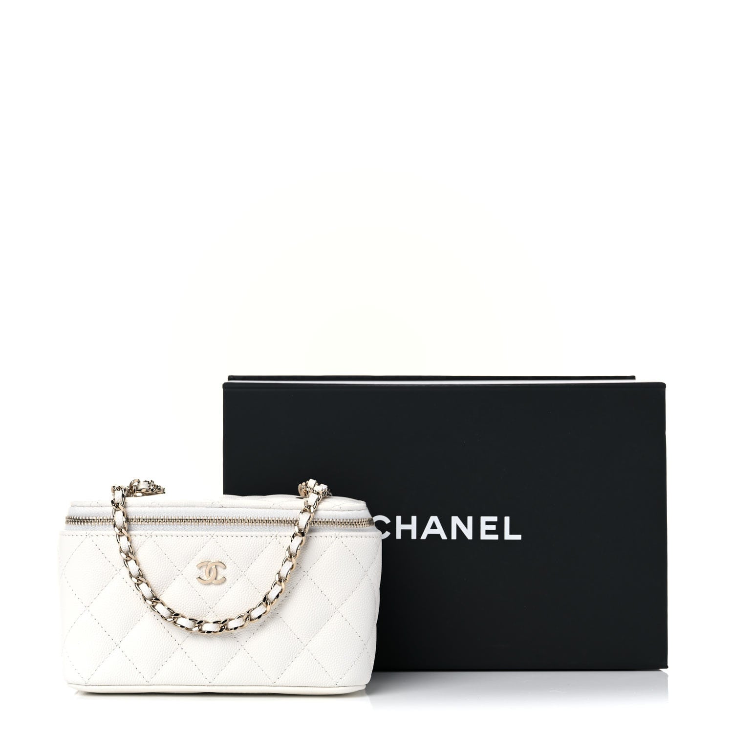 Chanel Caviar Quilted Small Vanity Case With Chain White 10 of 10