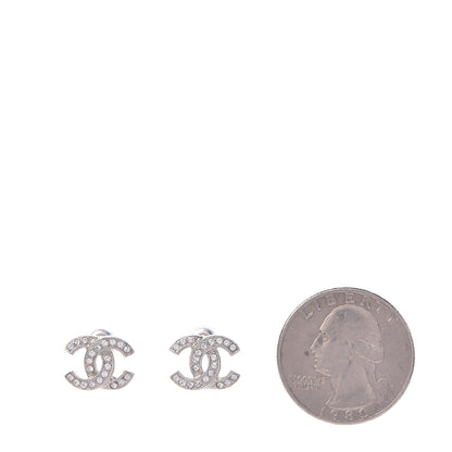 Chanel Crystal Mini Timeless CC Earrings Silver 2 of 4
