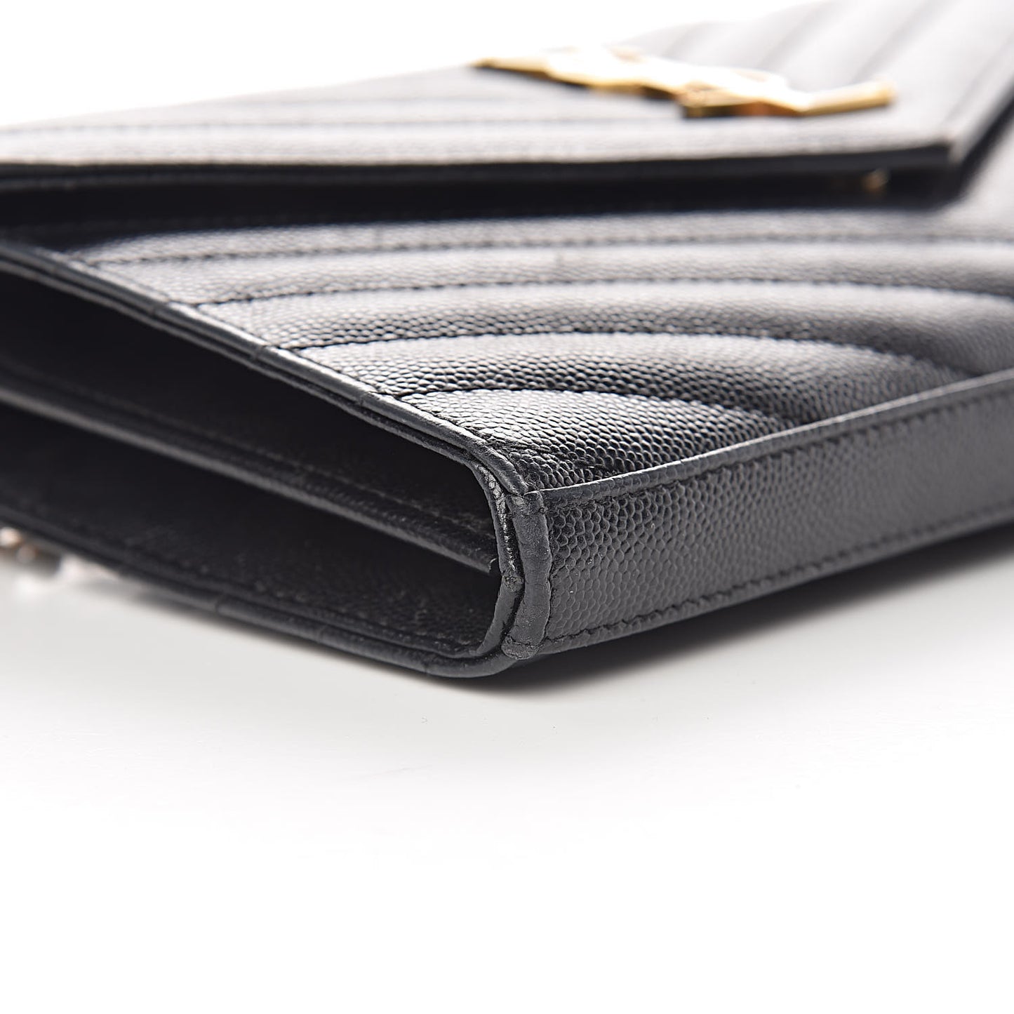 Grain De Poudre Matelasse Chevron Monogram Chain Wallet Black