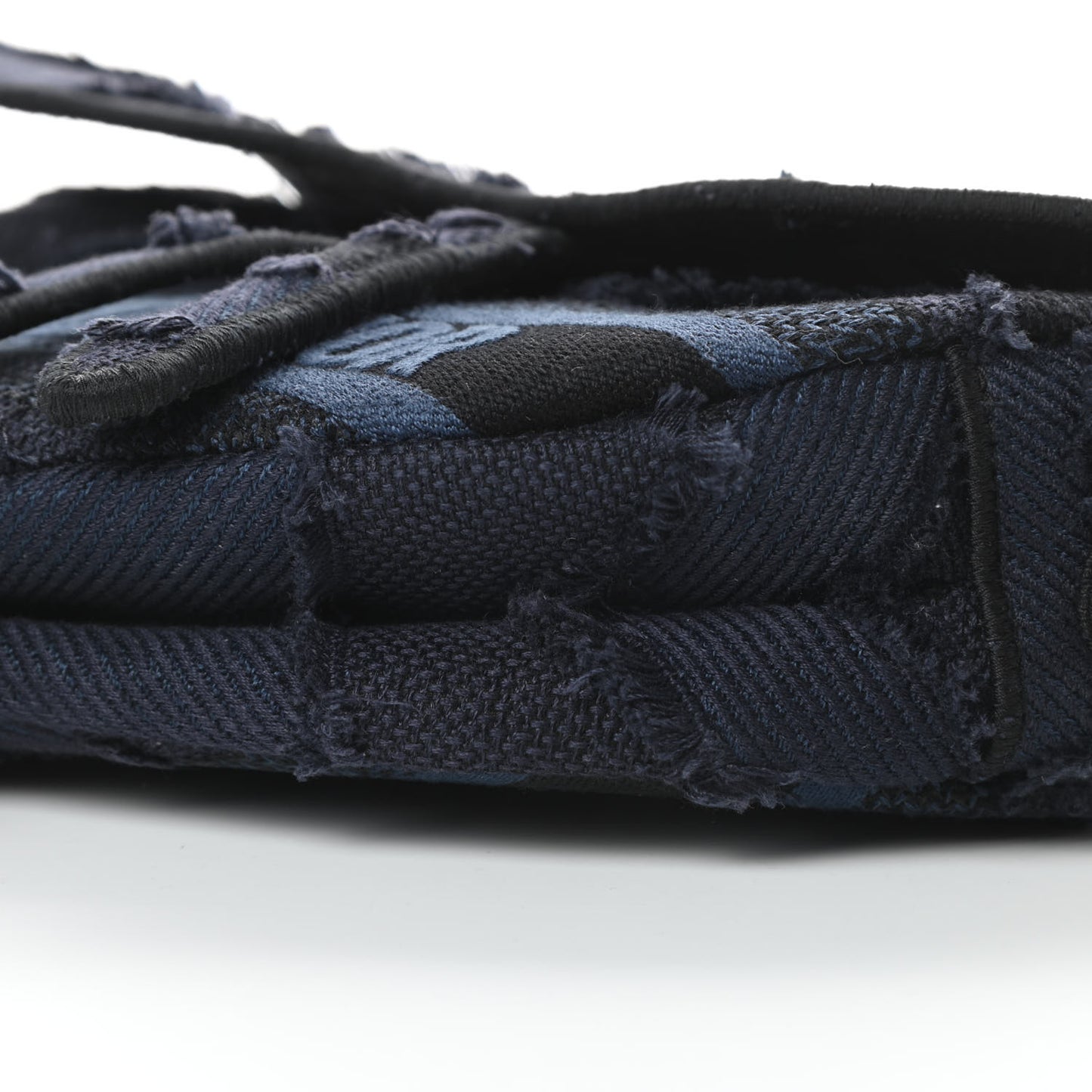 Canvas Embroidered Camouflage Saddle Bag Blue