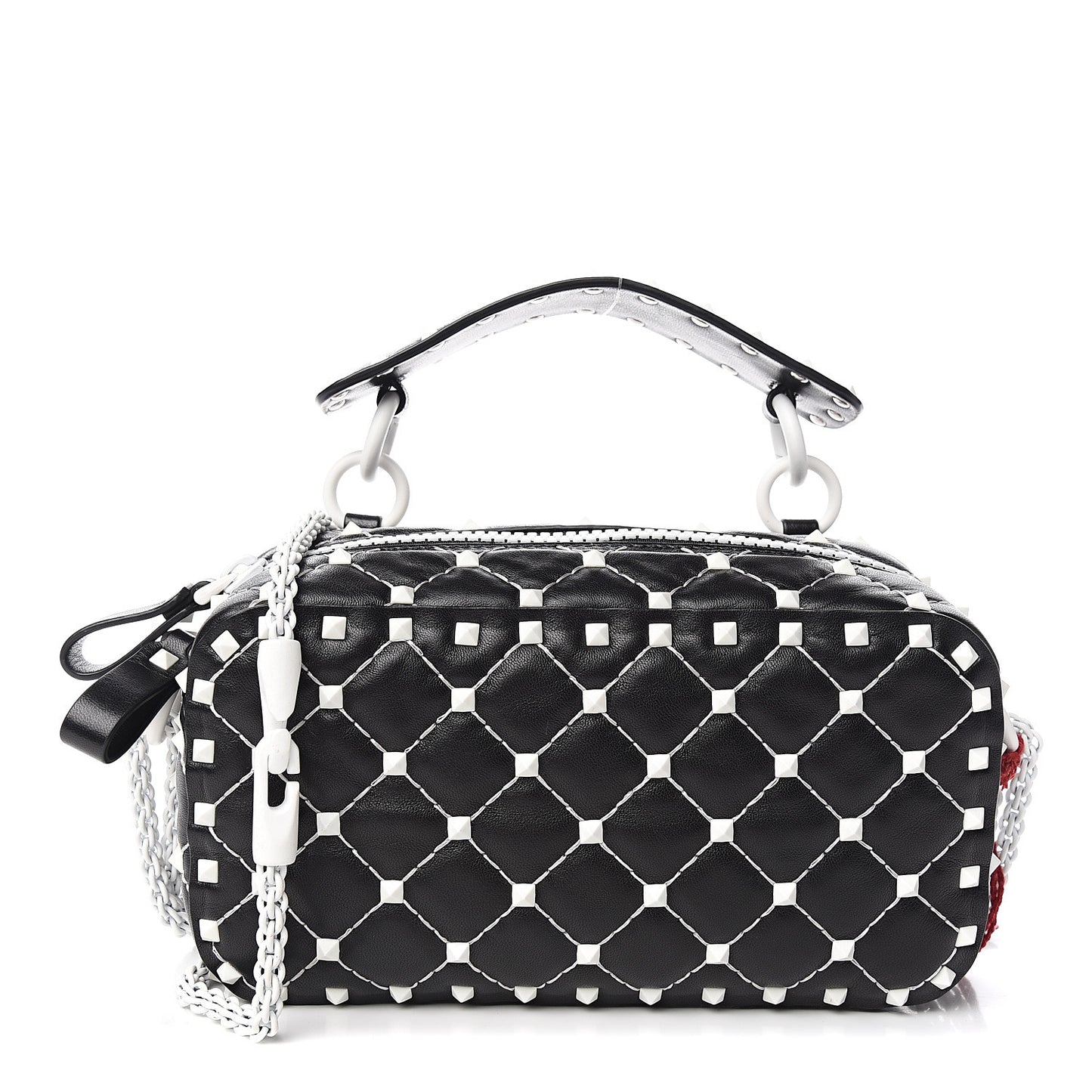 Lambskin Free Rockstud Spike Camera Bag Black