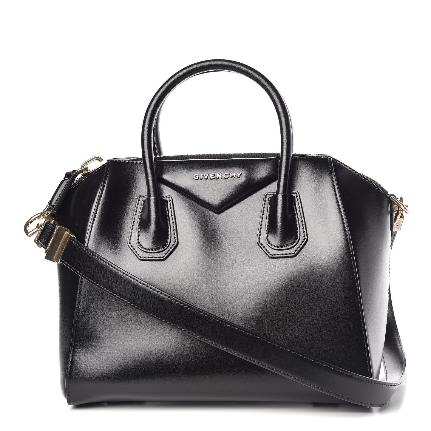 Shiny Lord Calfskin Small Antigona Black
