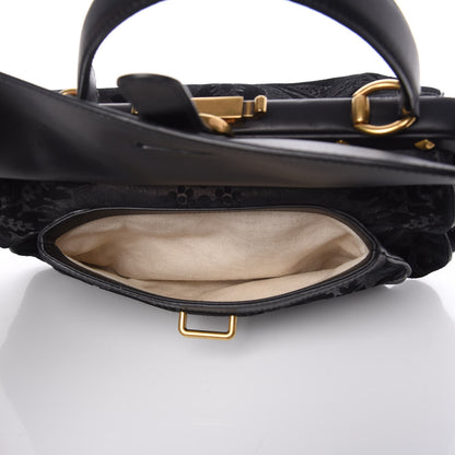 Gucci Nubuck Brocade Medium Lady Stirrup Top Handle Black 5 of 11
