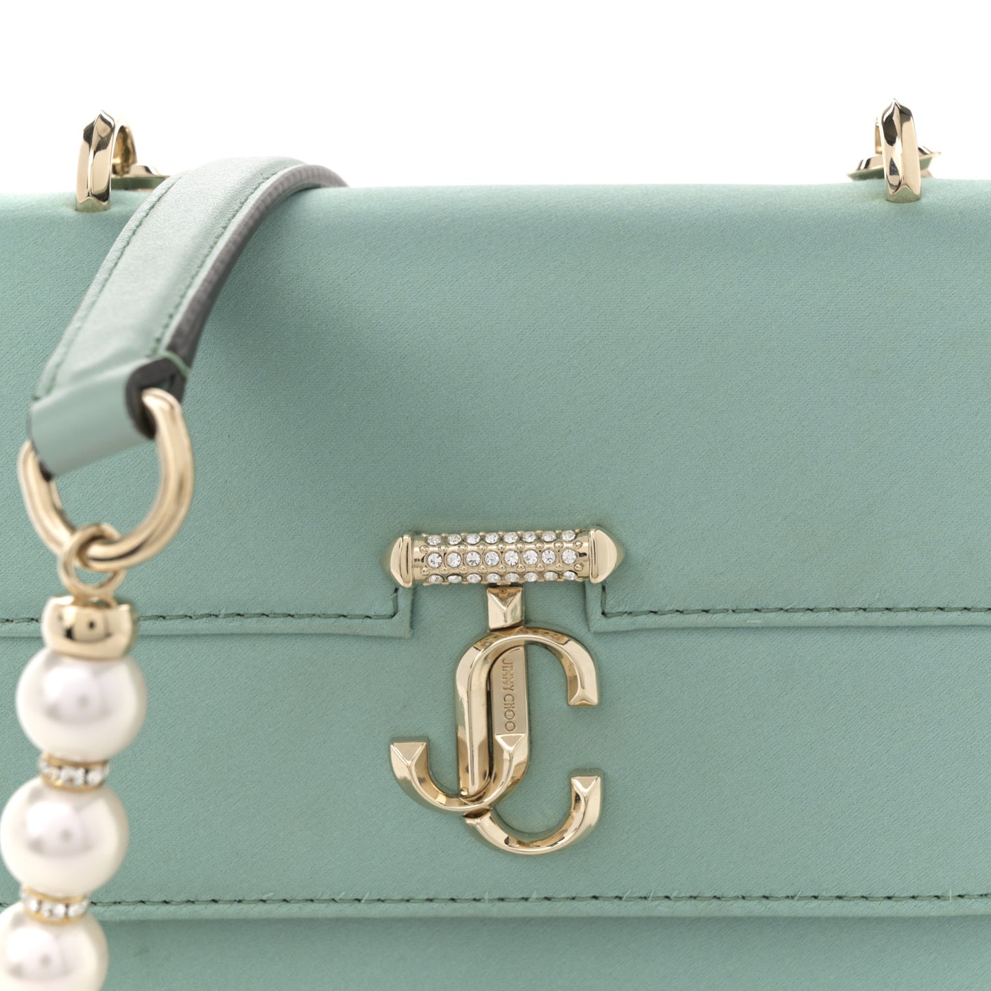 Satin Pearl Varenne Shoulder Bag Green