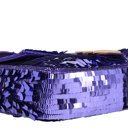 Fendi Sequin Paillettes Shiny Nappa Sex and the City Baguette Viola Purple Rain 9 of 10