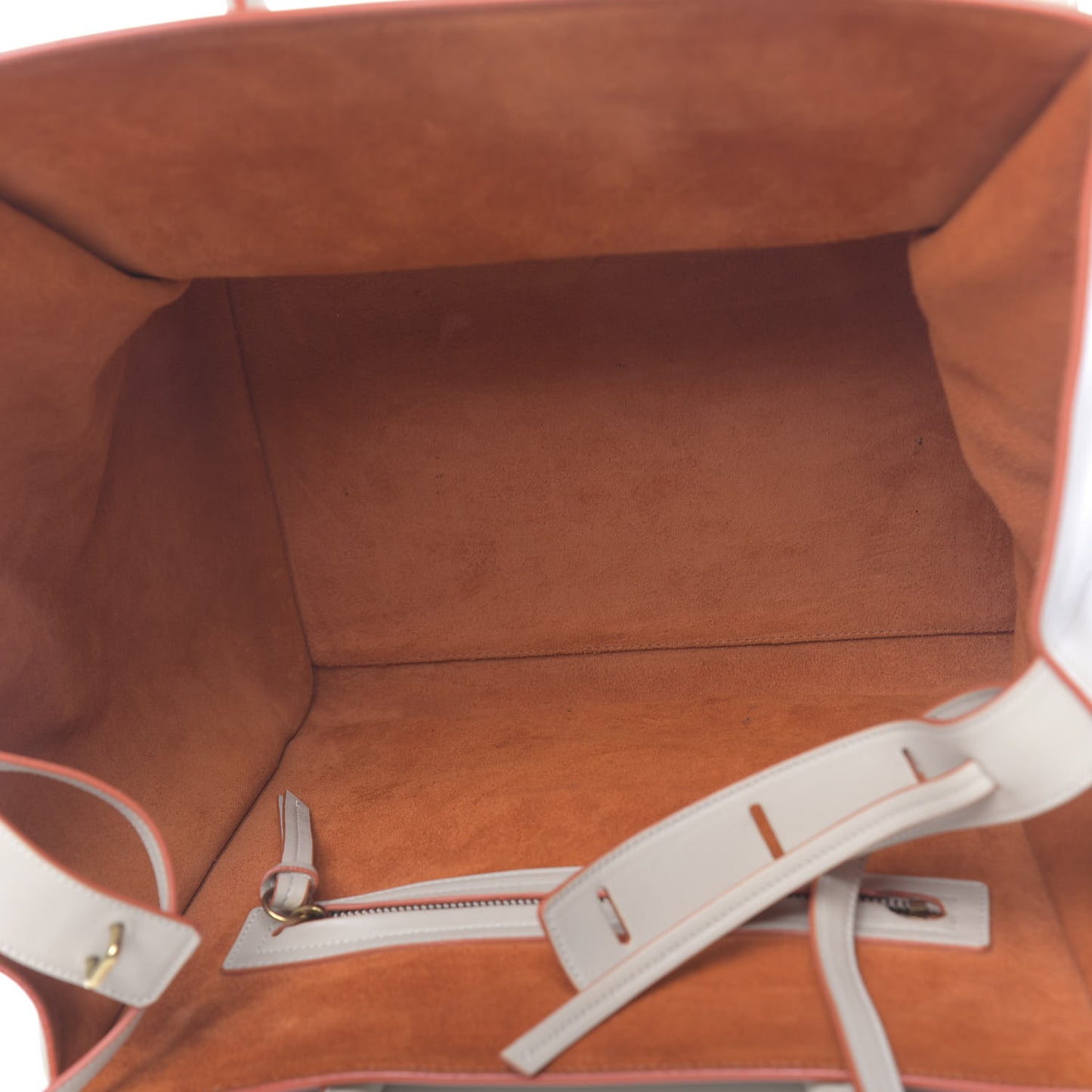 Smooth Calfskin Medium Phantom Luggage Chalk Orange Trim