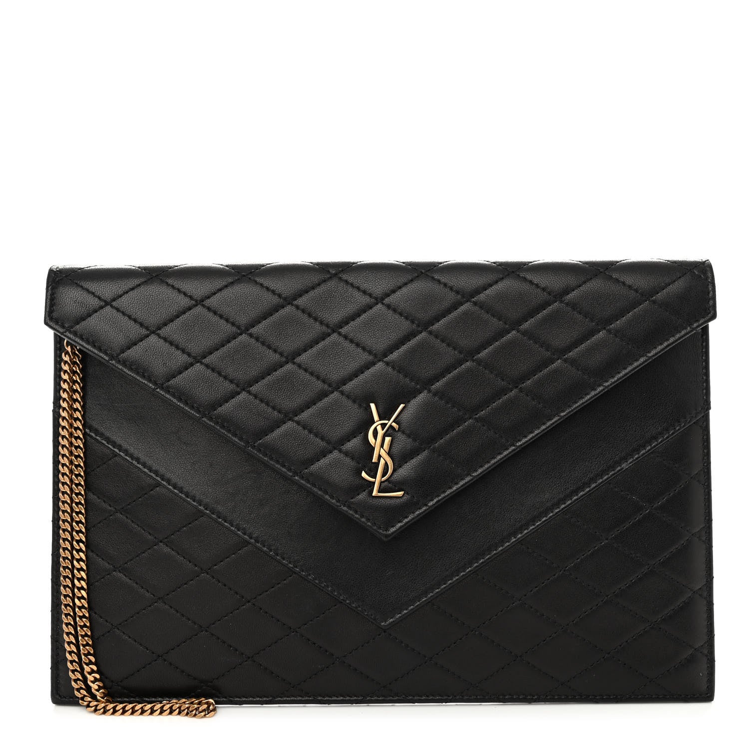 Saint Laurent Lambskin Quilted Double Flap Chain Pouch Black 1 of 9
