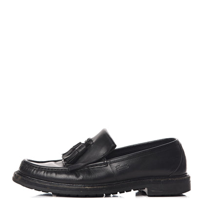 Gucci Calfskin Mens Tassel Fringe Loafers 7.5 Black 1 of 21
