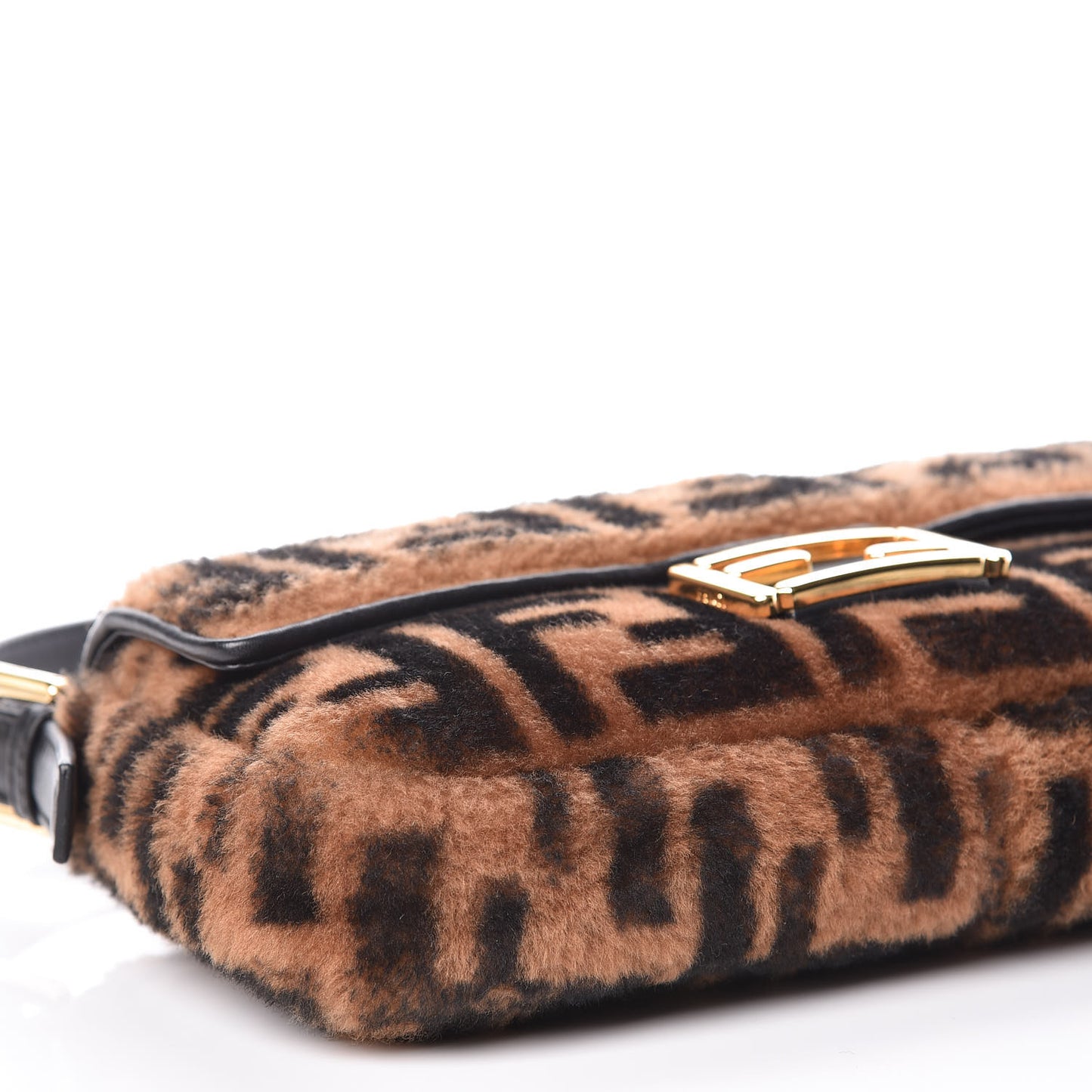 Shearling Vitello Dolce Macro FF 1974 Baguette Tobacco Black