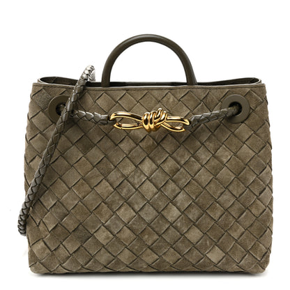 Bottega Veneta Suede Intrecciato Small Andiamo Shoulder Bag Cypress 1 of 9
