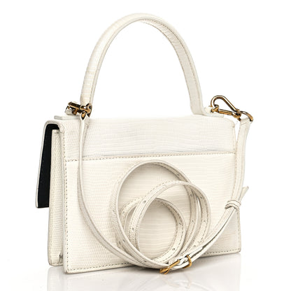 Balenciaga Patent Calfskin Lizard Embossed XS Sharp Top Handle Bag White 3 of 19