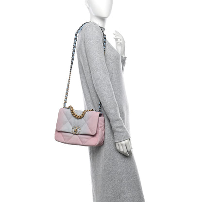 Chanel Denim Quilted Medium Chanel 19 Flap Blue Pink 2 of 10