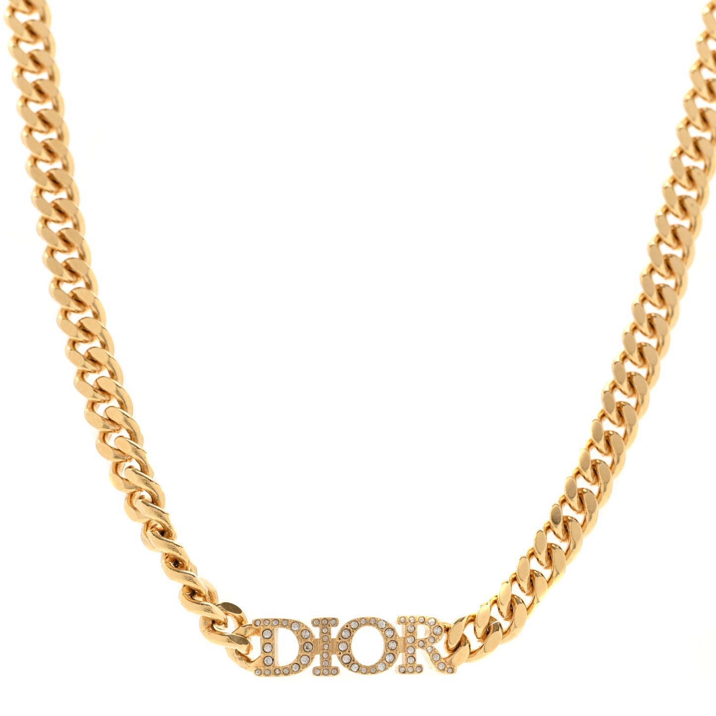 Metal Crystal Chain Choker Necklace Gold