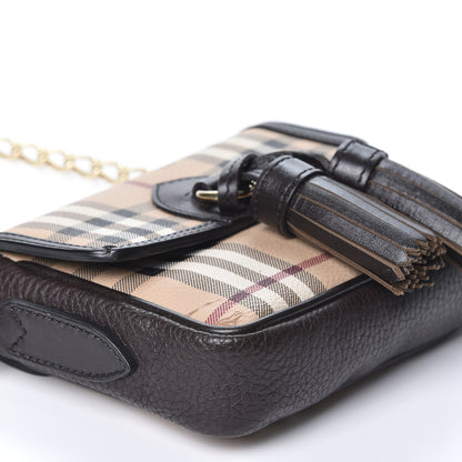 Burberry Haymarket Check Mini Tassel Crossbody Bag Chocolate 5 of 8