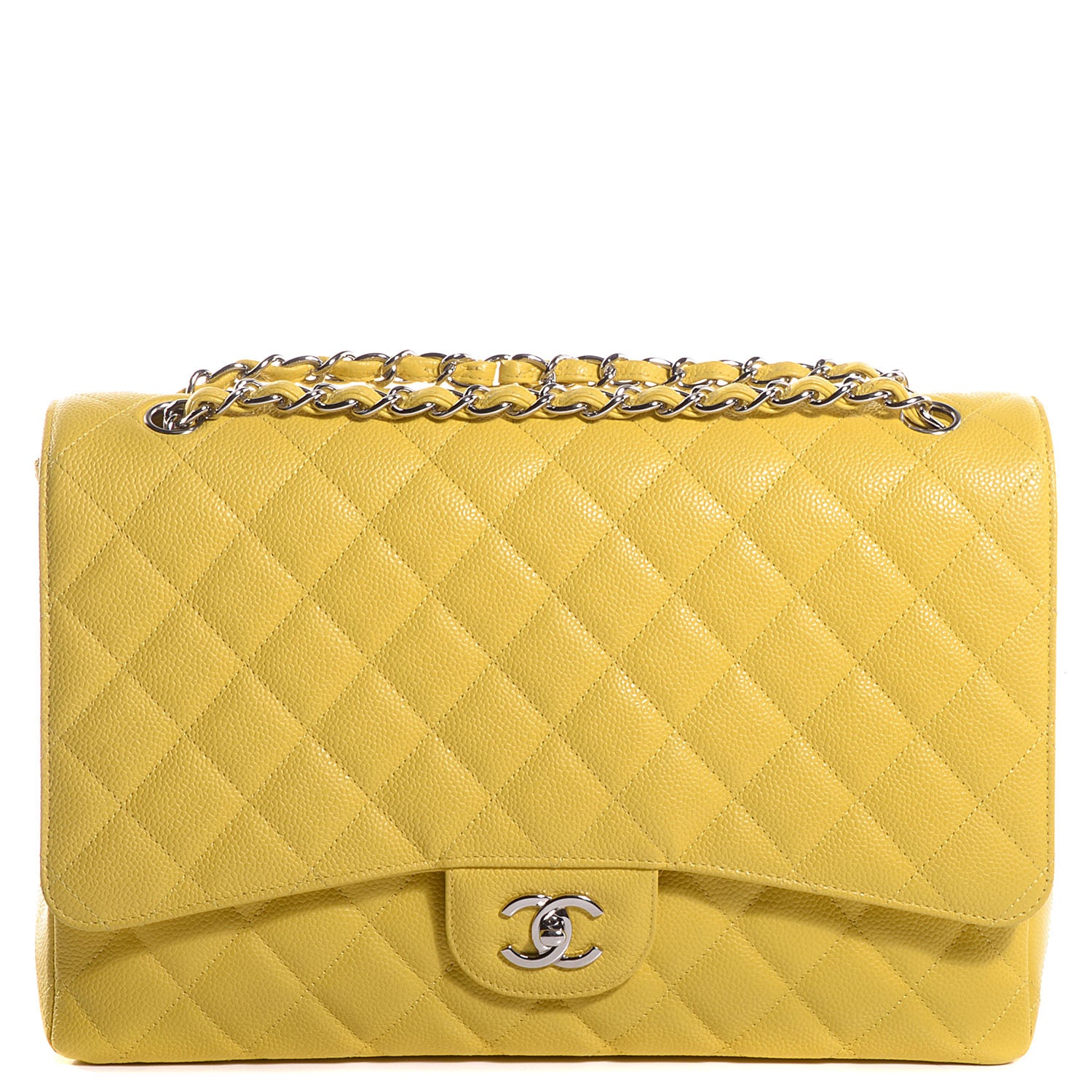 Chanel Caviar Maxi Single Flap Yellow 1 of 8