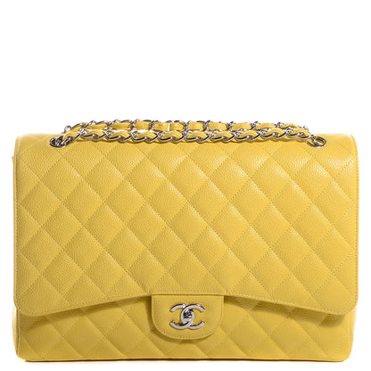 Chanel Caviar Maxi Single Flap Yellow 1 of 8