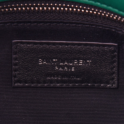 Saint Laurent Lambskin Quilted Small Loulou Puffer Monogram Chain Satchel Green Field 6 of 8